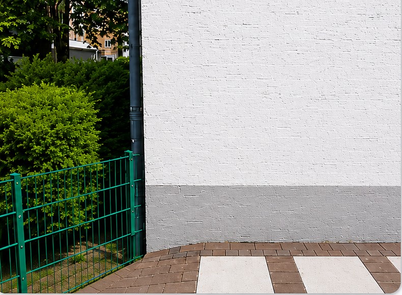 Gereinigte Putz- und WDVS-Fläche